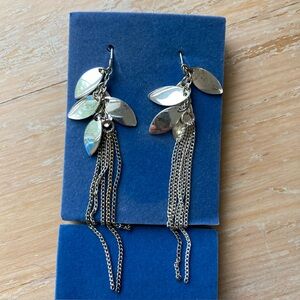 Avon Silver Tone Multi Marquise Disc Earrings with Chains Dangle New F3037591